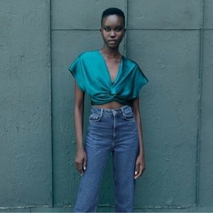 Zara Silk Crop-top Blouse